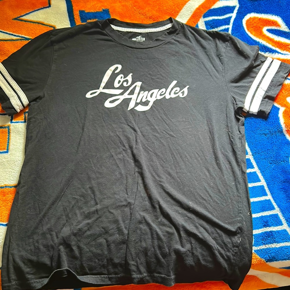Black and white hollister relaxed fit shirt large